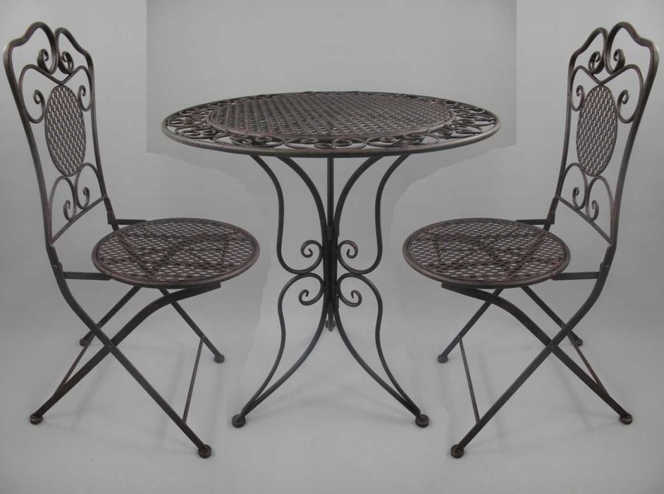 Set mobilier grădină din fier,  scaune pliabile și masă rotundă, -31%