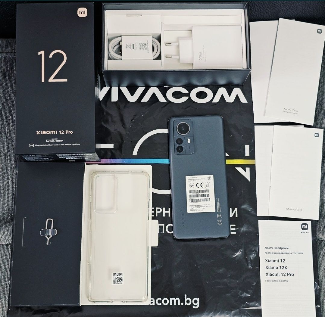 256GB Xiaomi 12 Pro 5G Vivacom Гаранция 2024 г. Gray / Сив