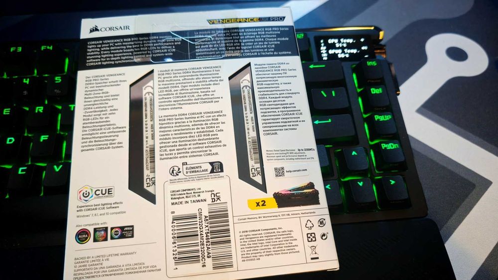 Нова ! Рам памет Corsair VENGEANCE RGB PRO 32GB (2x16GB) DDR4 3200MHz