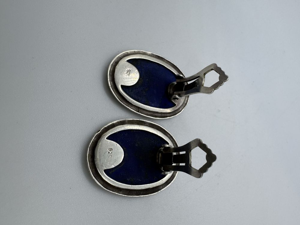 Cercei clips din argint si lapis lazuli