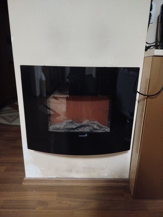 Șemineu electric de perete cu suflanta, flacăra led decorativa, 1600w