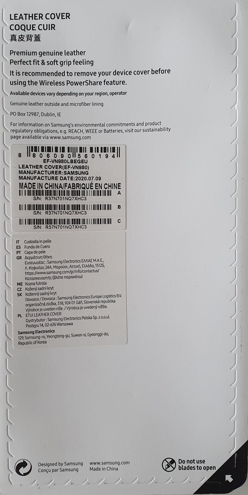 Samsung note 20 EF-VN980LBEGEU CASE