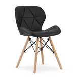 Scaun stil scandinav, piele ecologica, lemn, negru