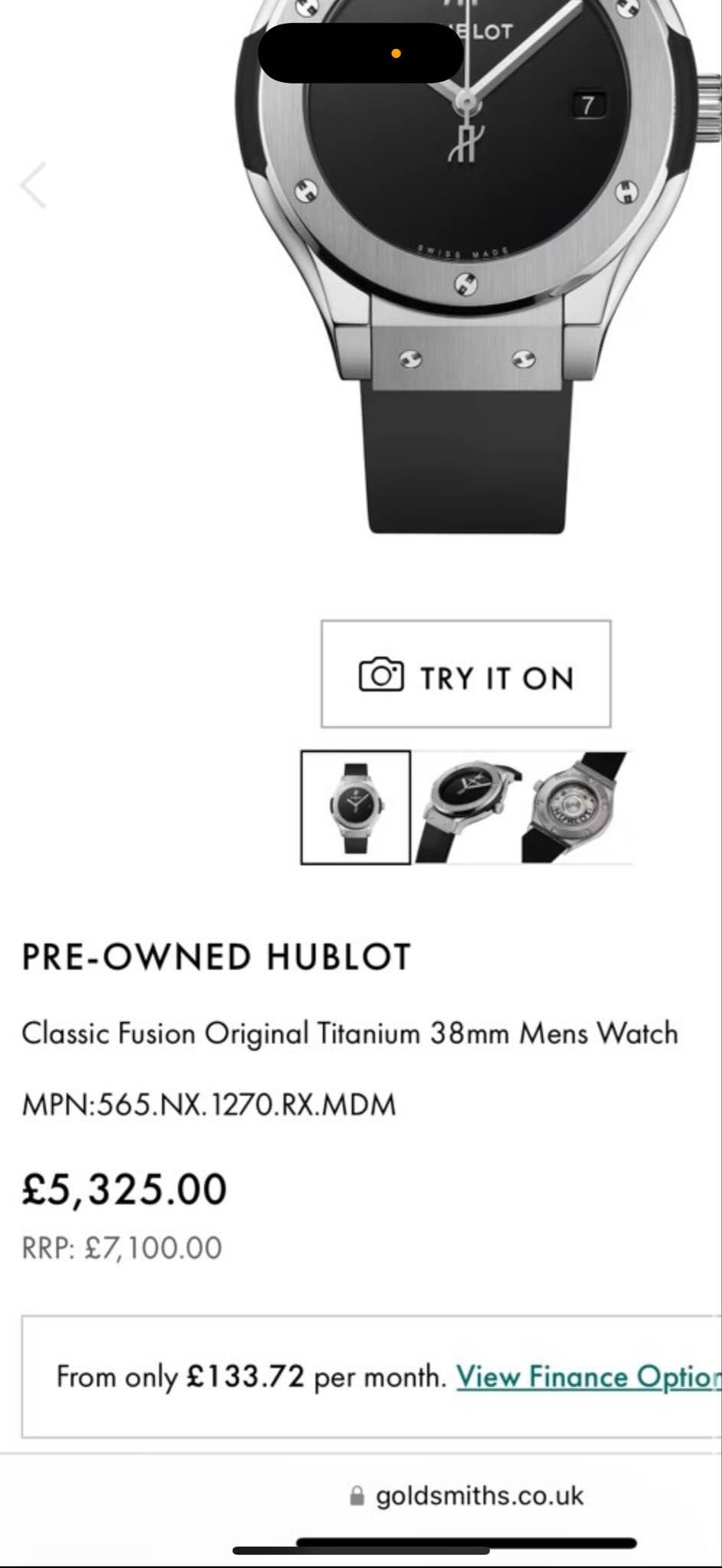 Hublot classic fusion original titanium 38mm mens watch