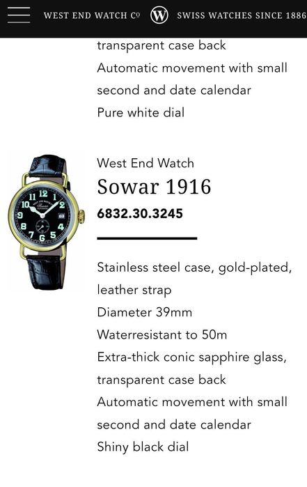 Нов позлатен West end Watch Sowar 1916 със сертификат за произход.
