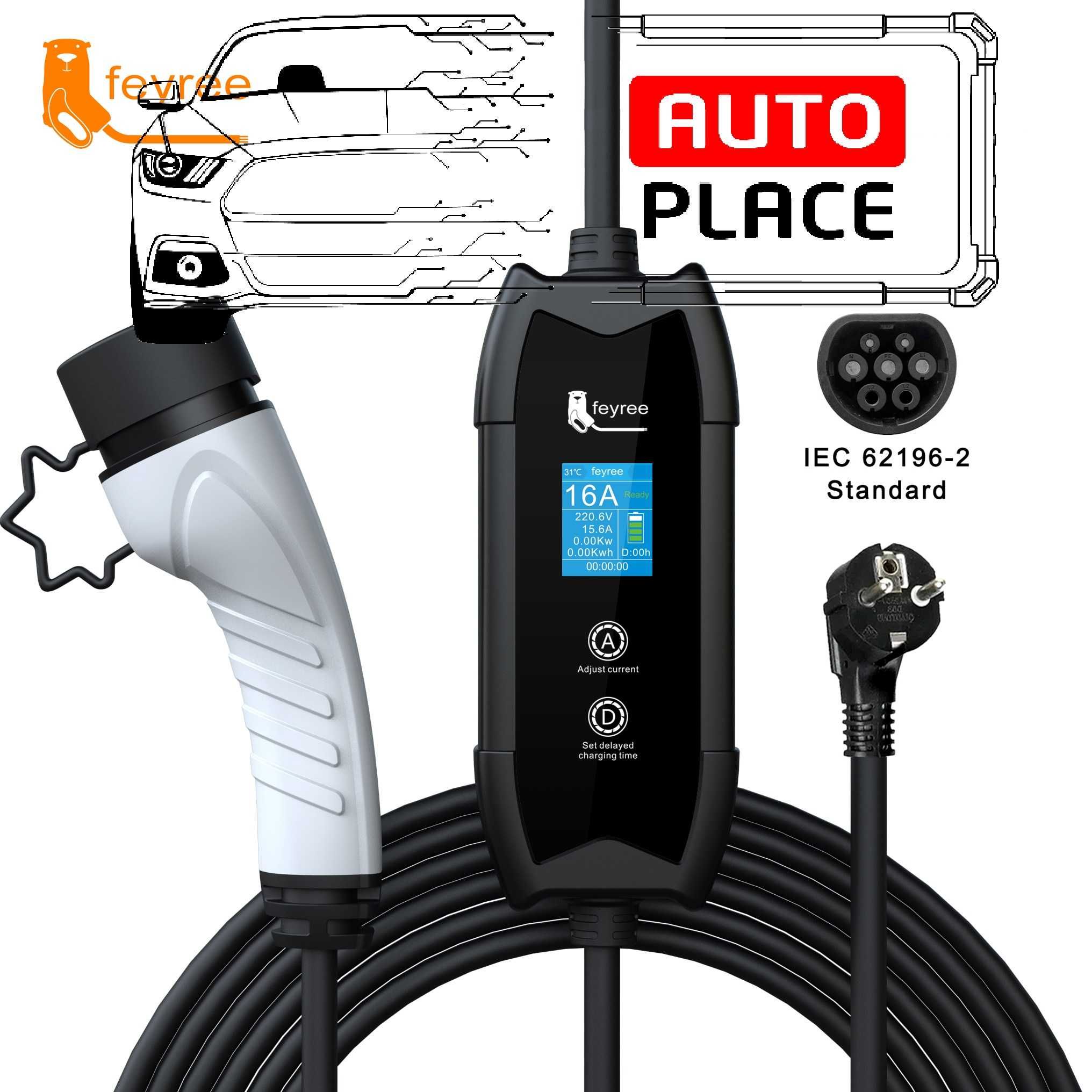 Преносимо Зарядно Feyree Cat EV-F8 Type 2 / 3.5kW / 8A-10A-13A-16A