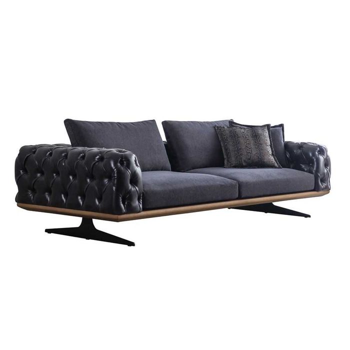 Тъмносин диван в стил Честърфийлд, Нов