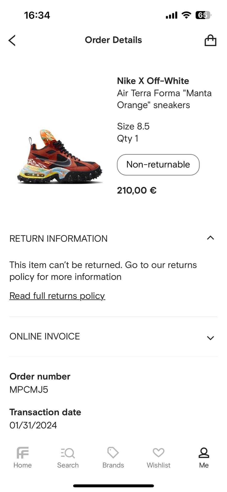 Nike X Off-White
Air Terra Forma "Manta Orange"