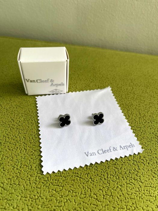 van cleef  сребърни обеци детелина