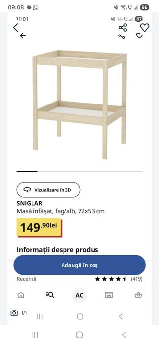 Masa înfășat Ikea
