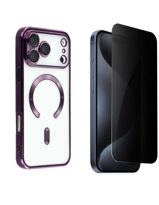 Iphone 17 AIR PRO MAX Husa Cercle Magsafe + Folie Sticla Privacy Edge