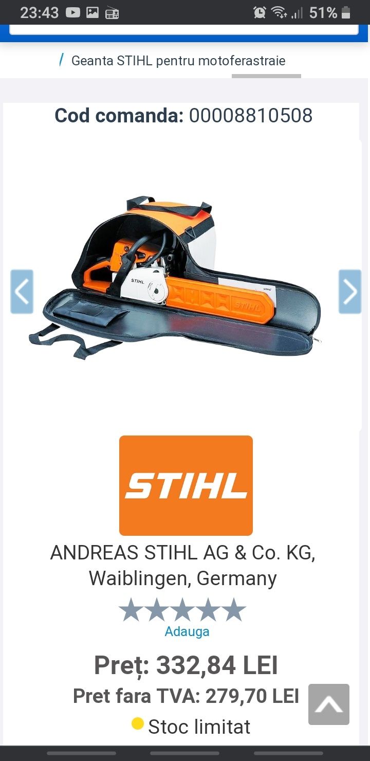 Husa pentru drujba Stihl noua