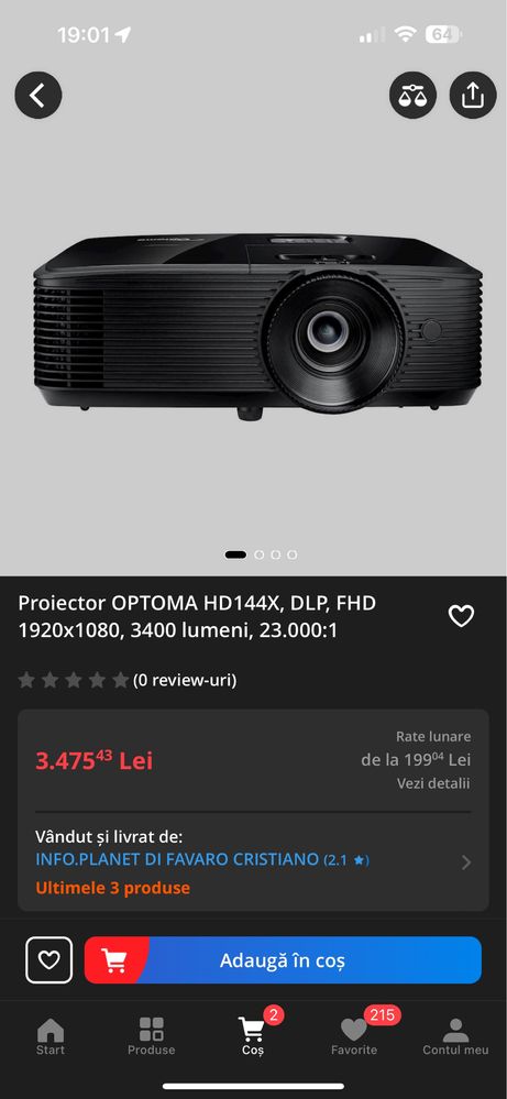 Proiector OPTOMA HD144X Full Hd 3D