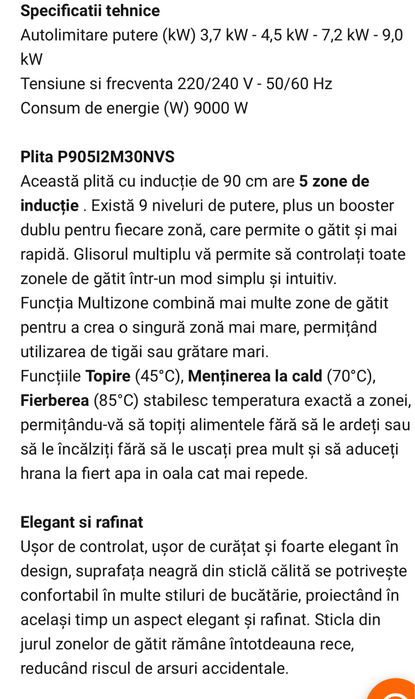 Plita electrica cu inductie,marca Bertazzoni