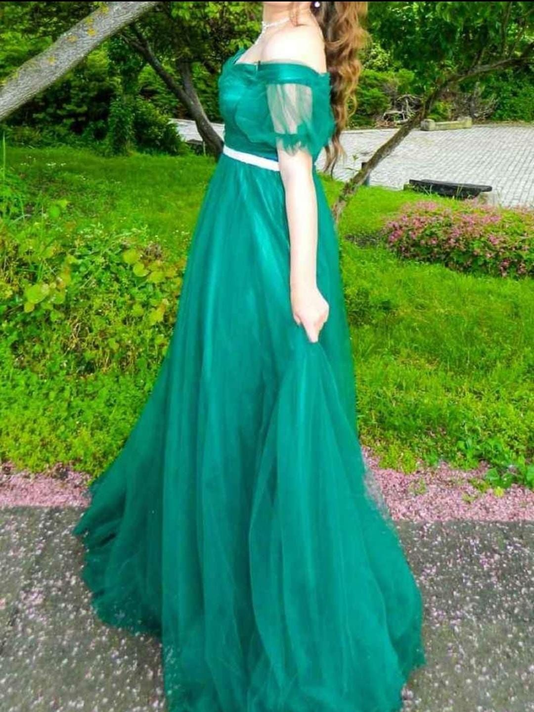 Бална- годежна зелена рокля