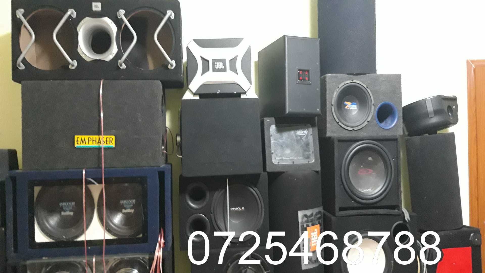 subwoofer auto amplificator 1000w crunch jbl condesator cabluri hi low
