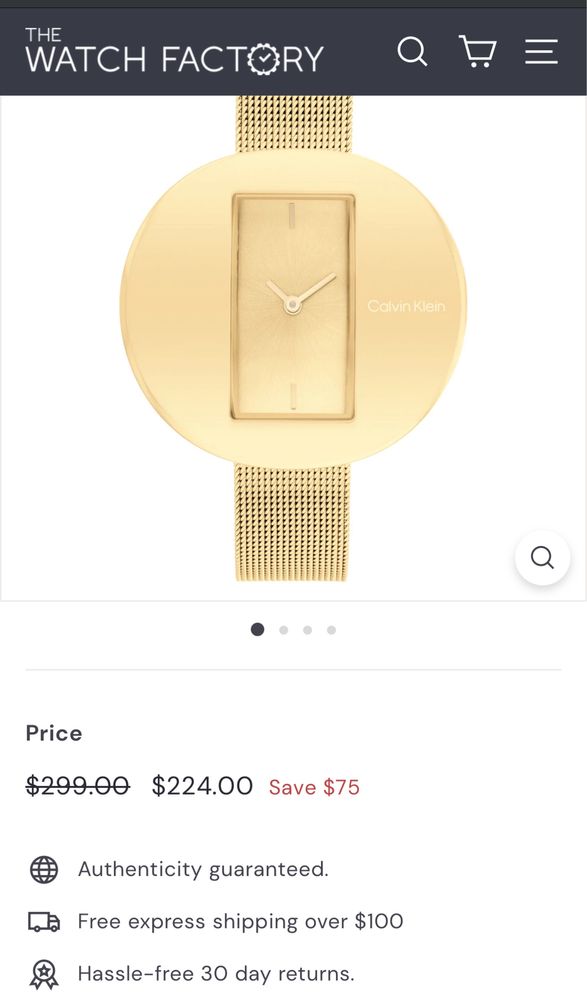 Дамски часовник Calvin Klein Gold НАМАЛЕН
