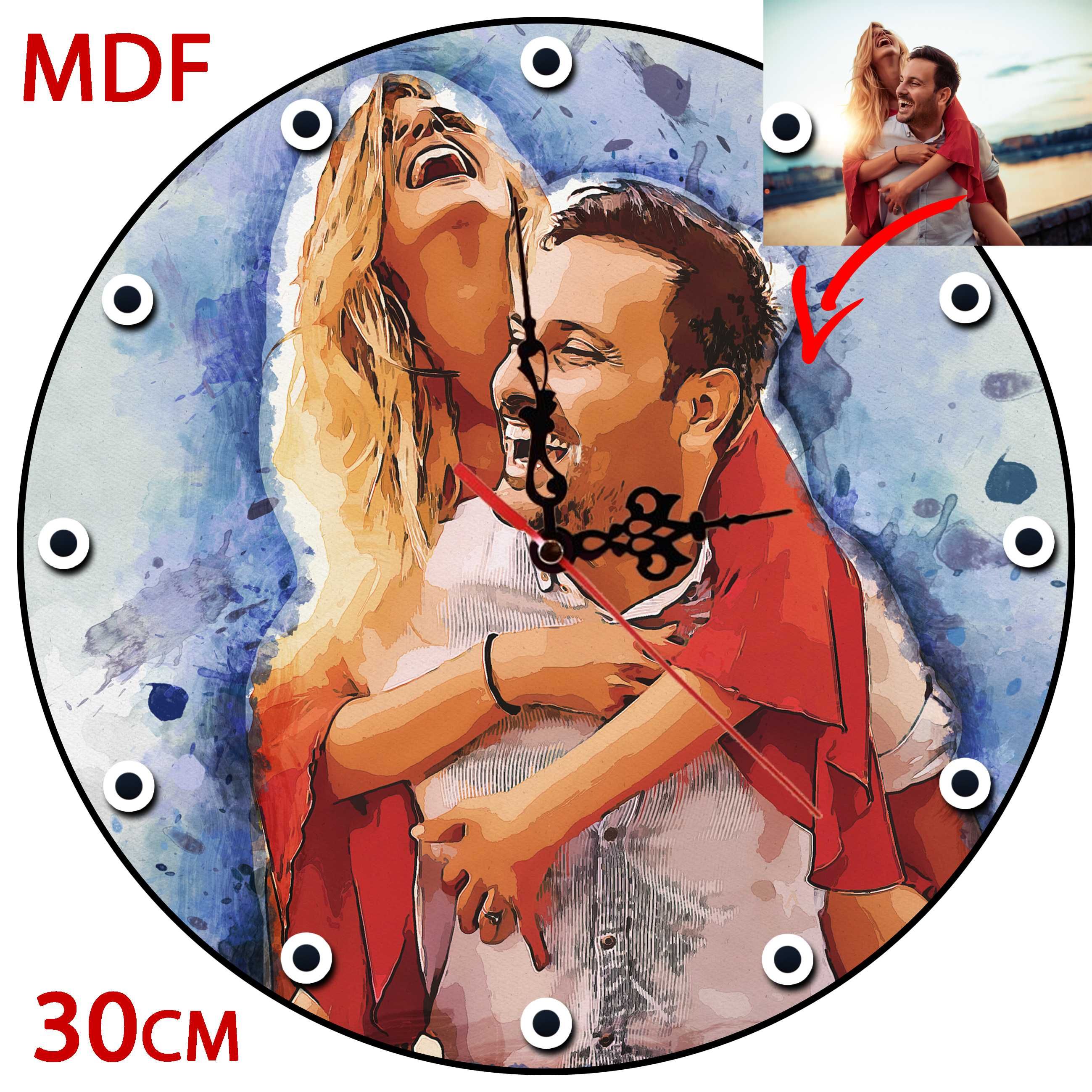 30см МДФ стенен часовник дигитална рисунка от снимка