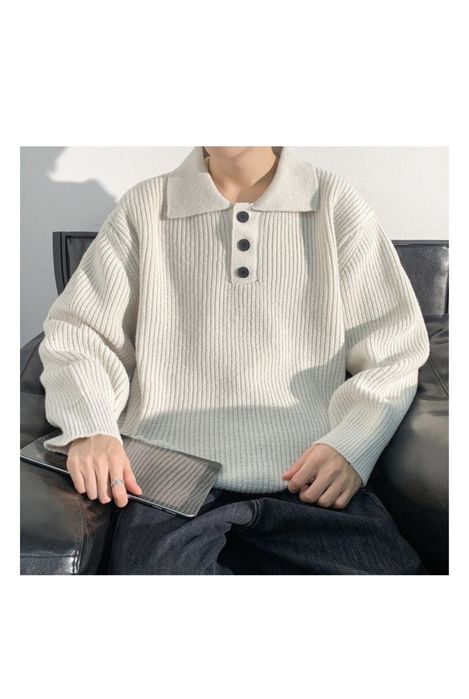 Вязаный свитер-поло оверсайз