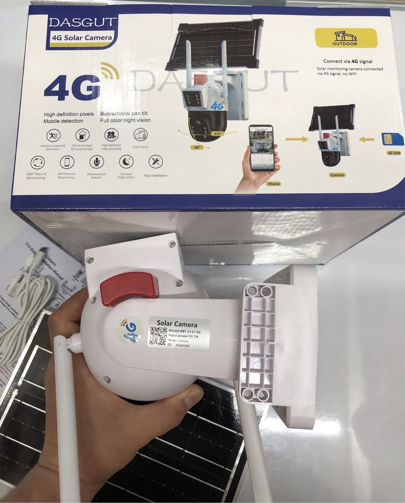 Camera Panou Solar Supraveghere Video Color 4G 8Mp IP66 Sd-64Gb Alarma