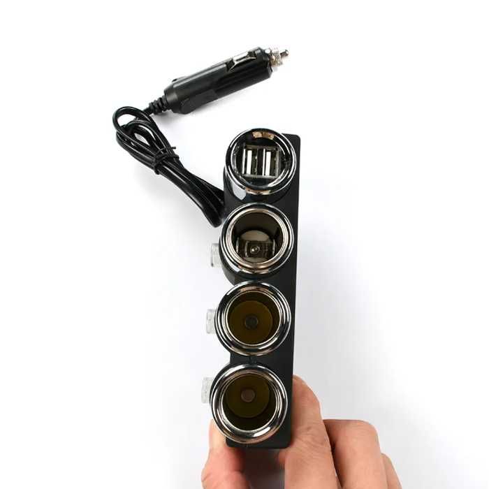 Разклонител за запалка с 3 гнезда и 2 USB, 1508