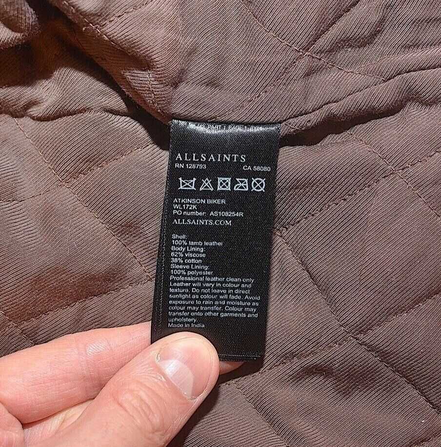 AllSaints Atkinson Дамско Кожено яке Агнешка Кожа Кафяво Medium