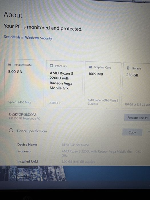 Laptop HP 8GB Ram