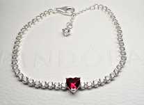 Bratara Pandora argint rosie roz dupe cristale tip Swarovski inima
