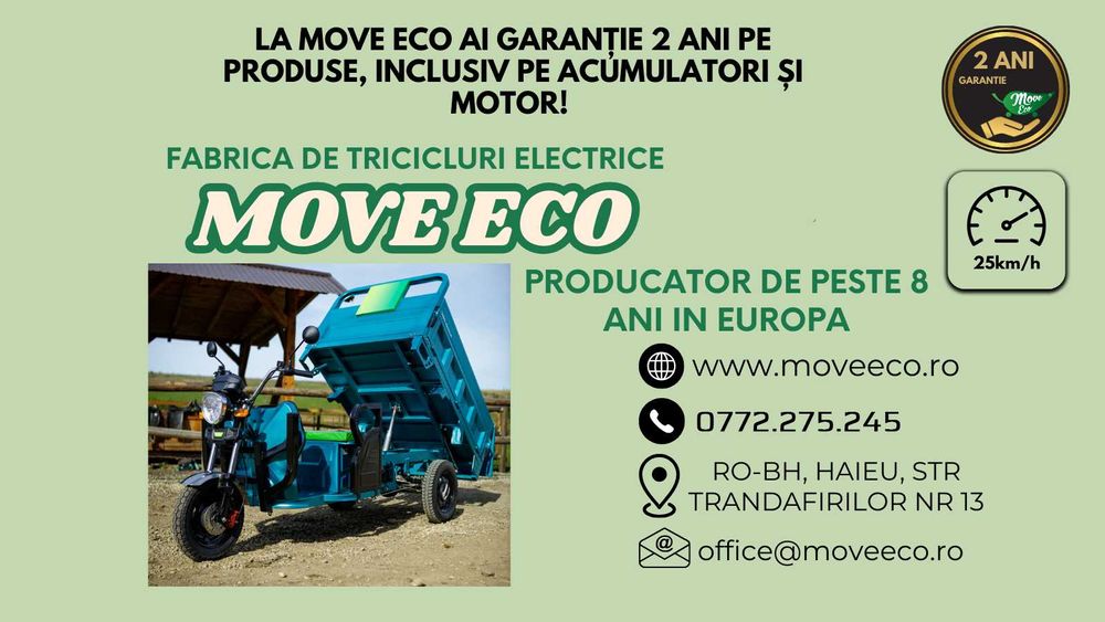 TRICICLU ELECTRIC CARGO 700 MD 2022 cu Bena Basculabila Hidraulic Nou*
