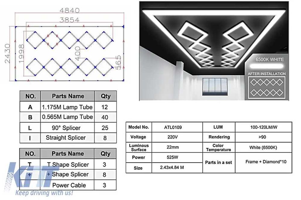 Sisteme de Iluminare Plafon Hexagon / HoneyComb, div modele/dimensiuni