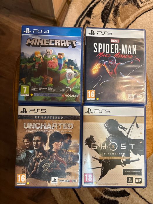 playstation 5 + minecraft + spide  man miles Morales + uncharted