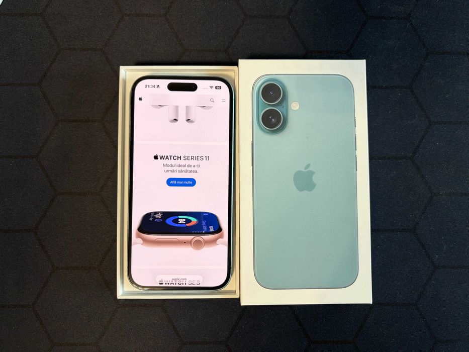 iPhone 16 Teal / Verde 128GB, full box, impecabil, neblocat