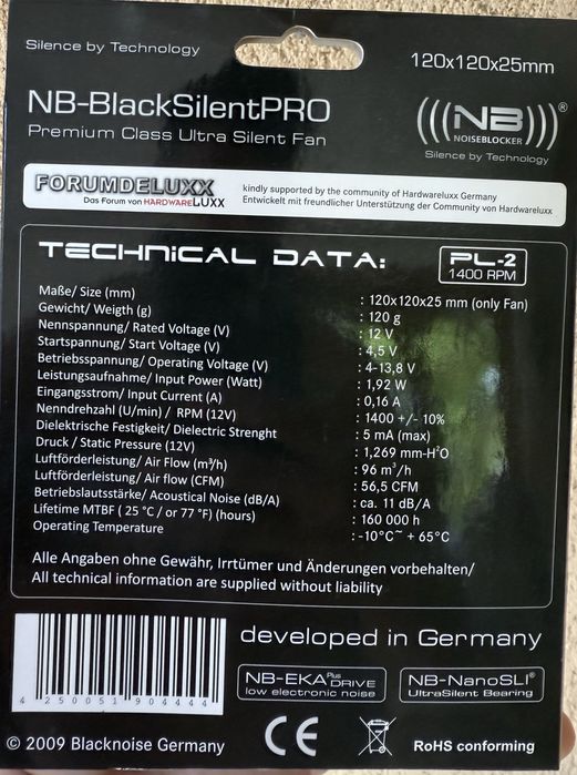 Ventilator pentru PC - NoiceBlocker BlackSilentFan XL 1