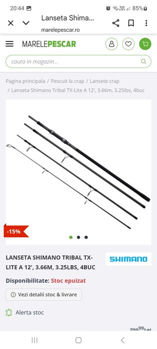 Vând 2 lansete Shimano tribal tx lite 3,6m 3,25lbs  stare foarte bună