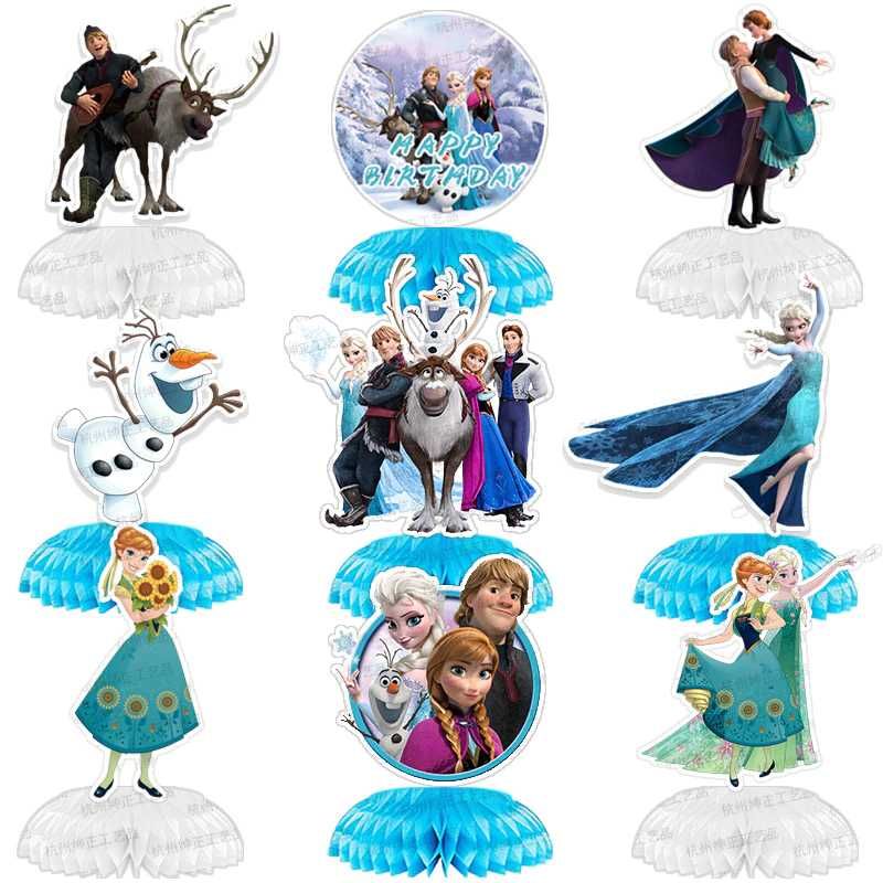 Topper tort sau decoratiune masa petrecere_Tematica FROZEN_Anna_Elsa