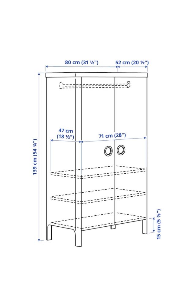 Pat dulap comoda  albastu ikea busunge