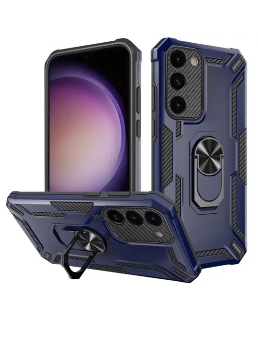 Samsung S23 FE S24 FE Husa Fashion Case Suport Metalic Silicon Neagra