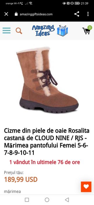 Cloud Nine cizme ghete  39 UGG