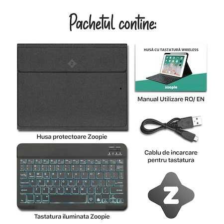 Husa cu Tastatura bluetooth compatibila cu Apple iPad Pro 12.9"