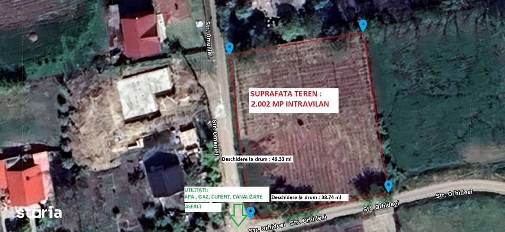 Teren Holboca Orzeni 2002 mp si 2525 mp intravilan, Utilitati !