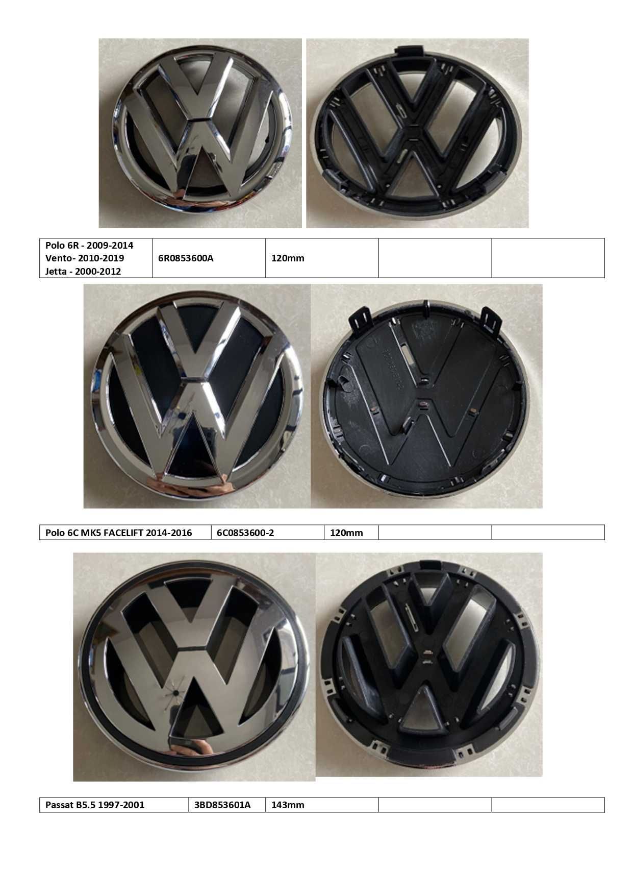 Емблеми VW Golf,Passat,Tiguan,Polo,Transporter,Jetta,Vento