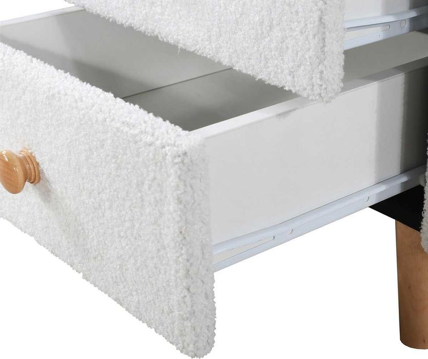 Подплатено нощно шкафче с 2 чекмеджета с безшумно плъз. МДФ+бор, бяло