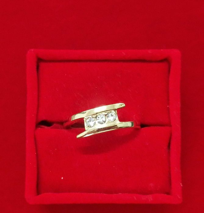 GR101, inel placata ur 14k, model logodna, zirconii albe, superb