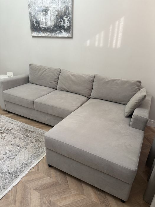 Диван серый велюр