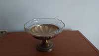 Fructiera / vaza din bronz si cristal foarte veche - antichitate