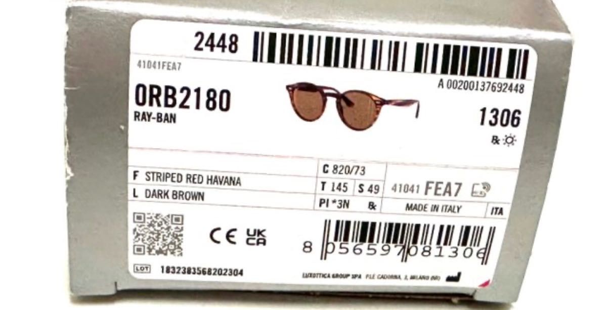Оригинални Слънчеви Очила Ray Ban U V Protection ORB2180 Havana