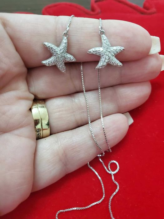 AG21, cercei argint 925,noi/marcati,stelute de mare, zirconii