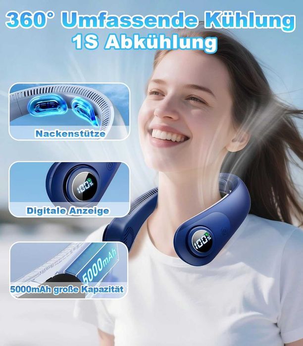 НОВ! Преносим USB вентилатор за врат, 5 скорости