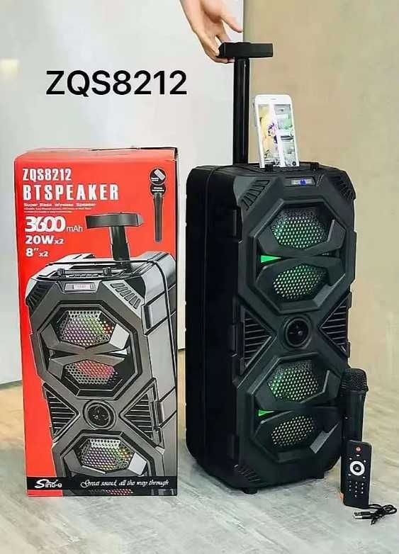 Преносима тонколона ZQS 8212 2х8 инча RGB осветление