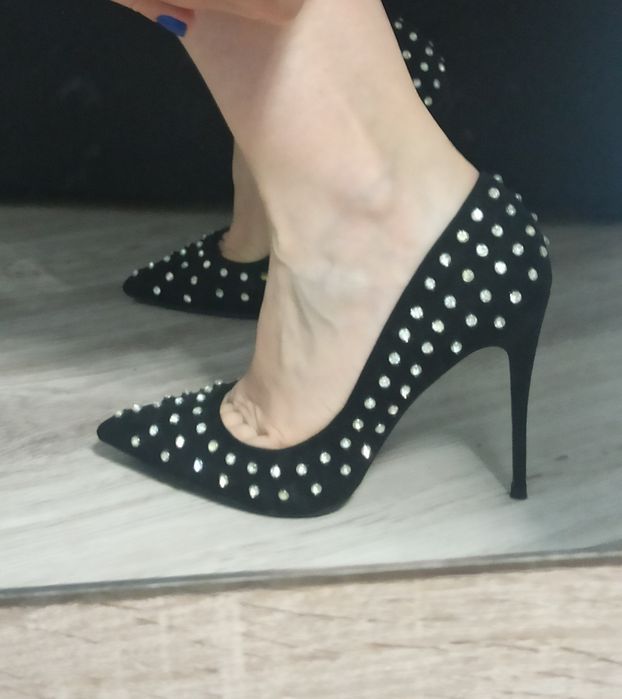 Pantofi ALDO Ocazie/Nunta/Botez Negri Cu Pietre Toc Stiletto Mărime 38